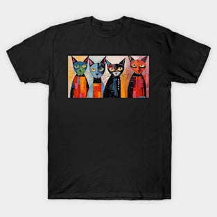 Four Cats on Guard T-Shirt